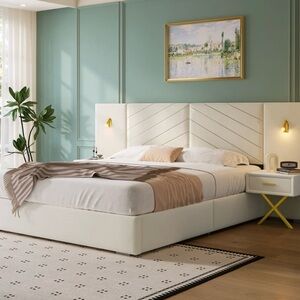 Luxurious Cream Upholstered Bed Frame